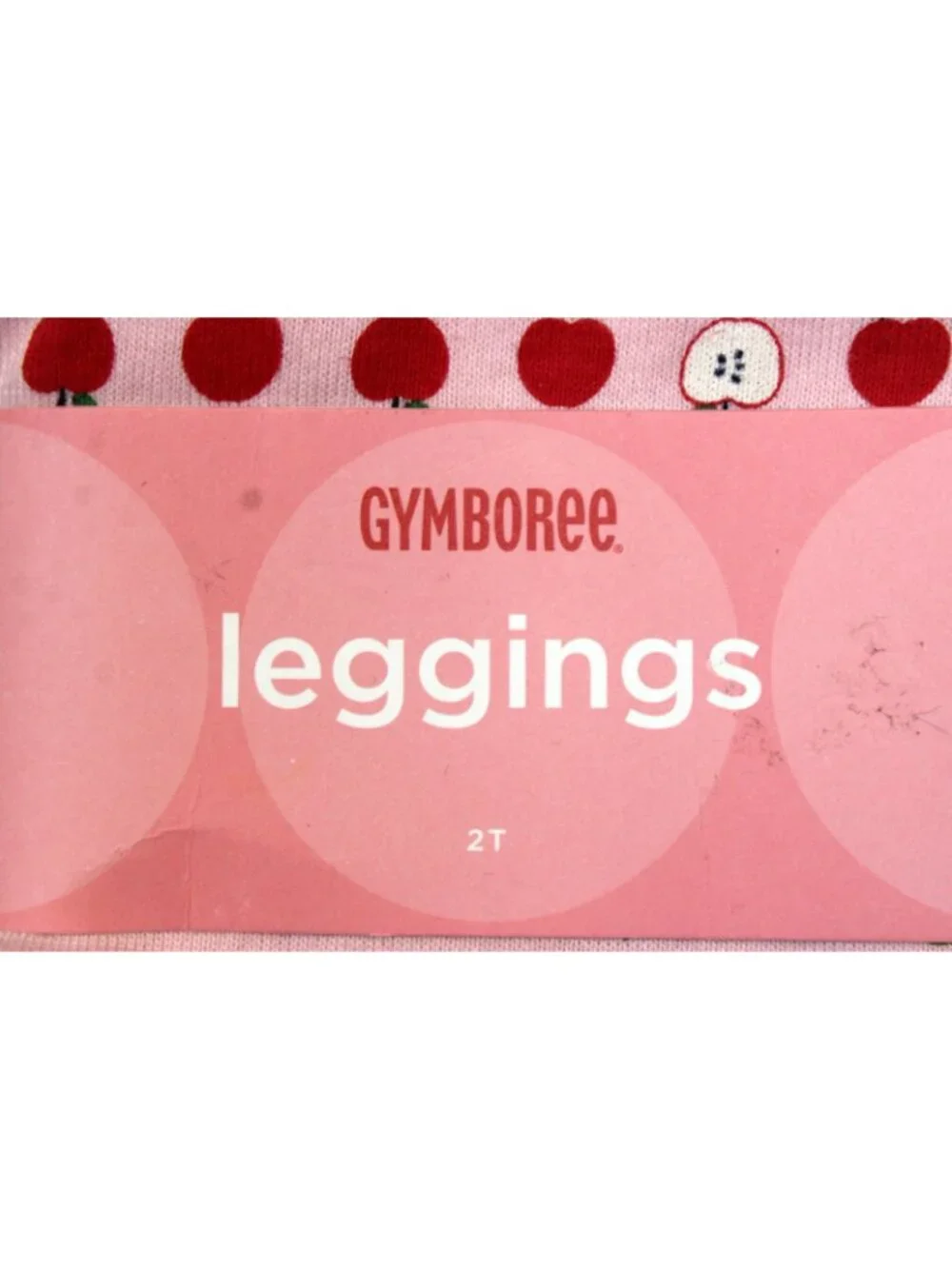 2008 Gymboree Prep School Leggings Sz 2T Apple Print Pink Lettuce Edging